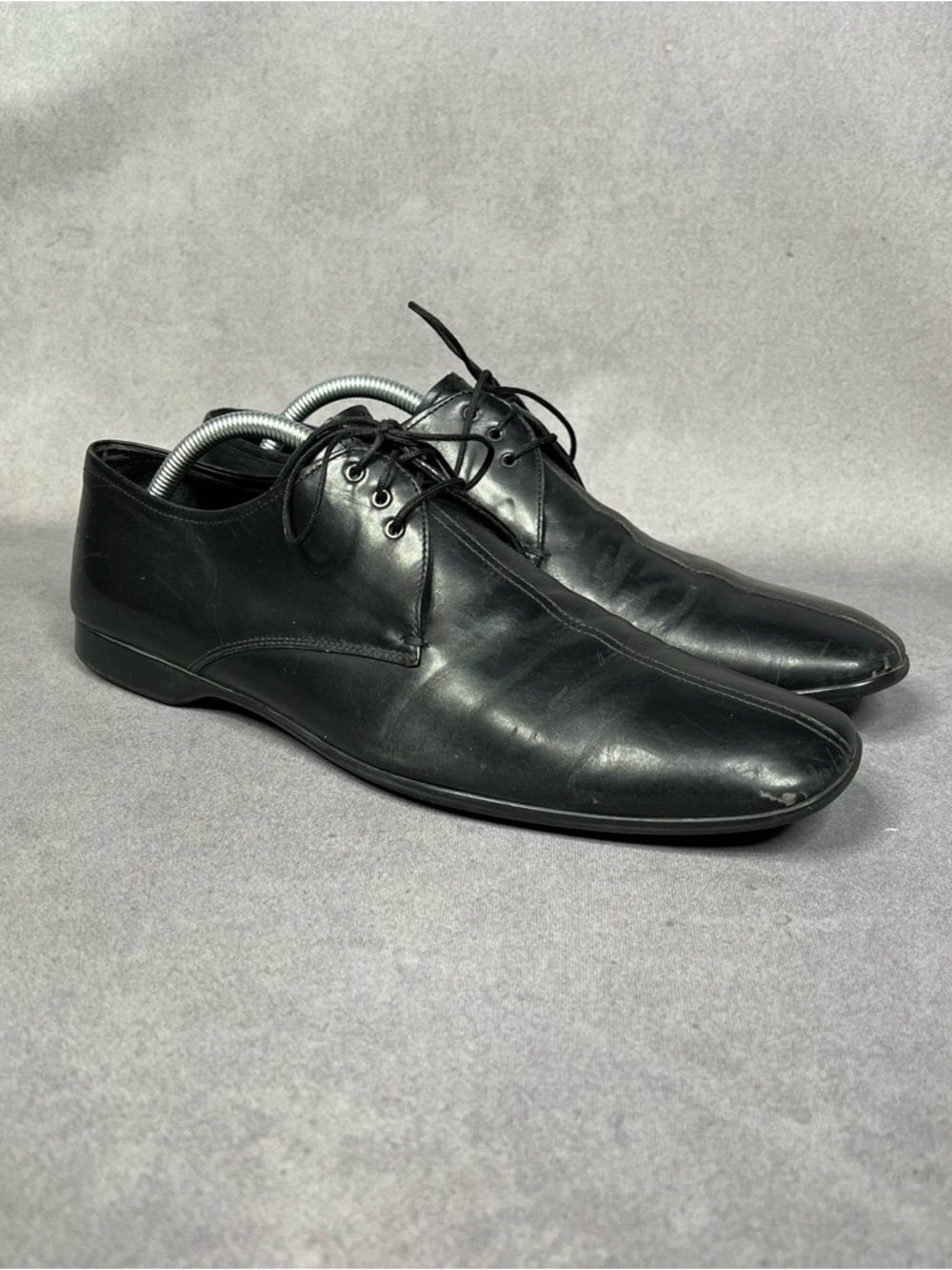 Prada Men's Black Leather Derby Shoes
